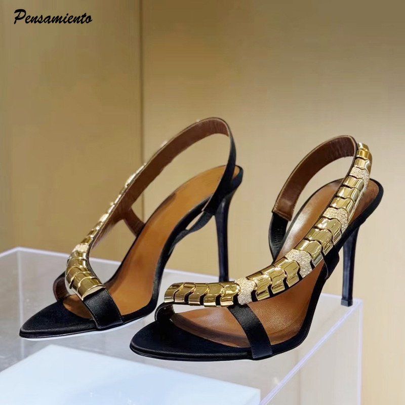 Women Fashion Ideas - Sandal Gladiator Wanita Satin Berpayet Rhinestone