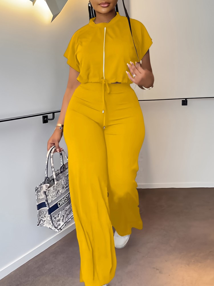 Wide Leg Palazzo Pants - Set pakaian setelan wanita, atasan lengan
