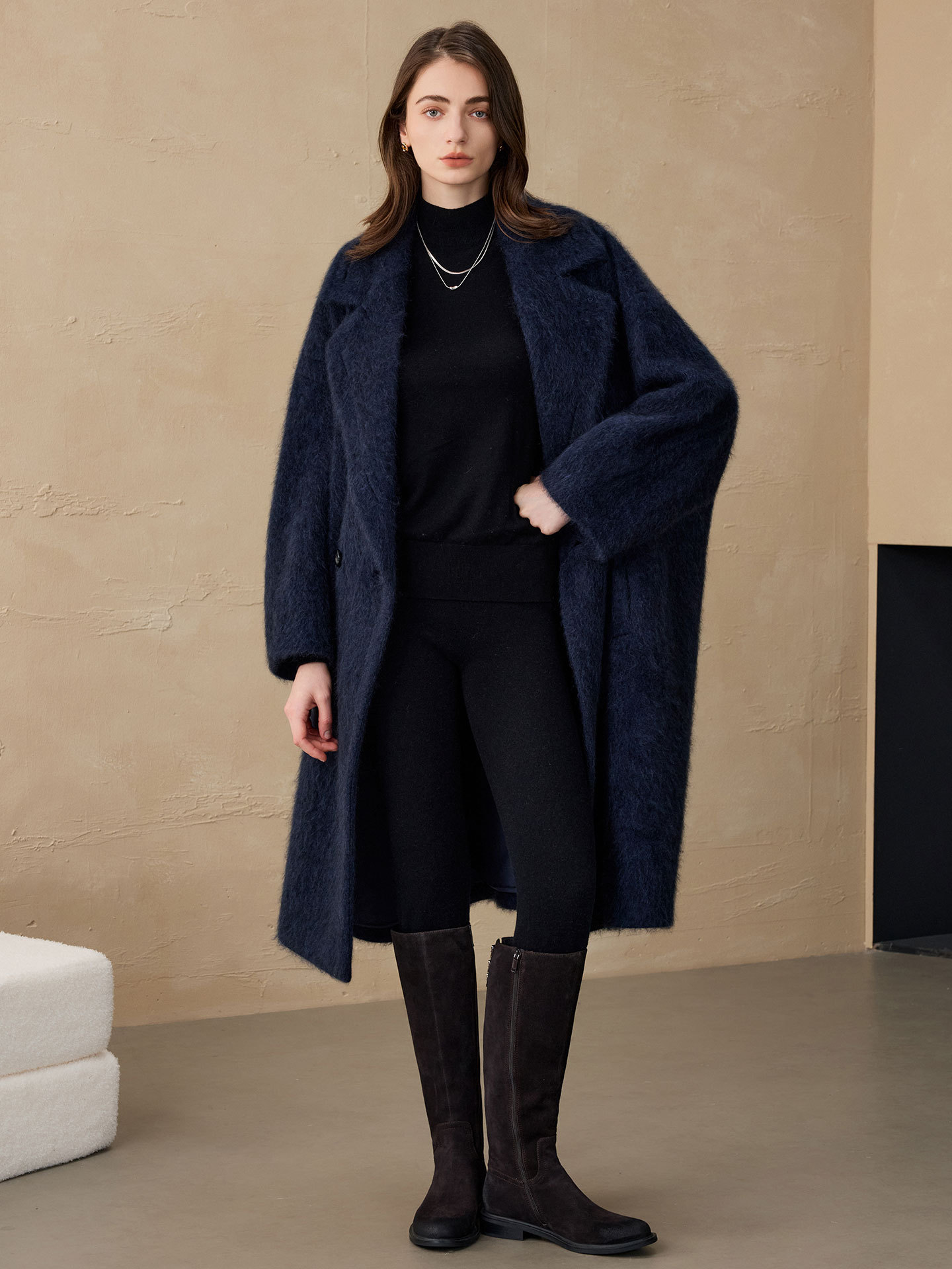 Women'S Fashion Long Coat - Blazer Wanita Allingentle, Jaket Panjang Wol