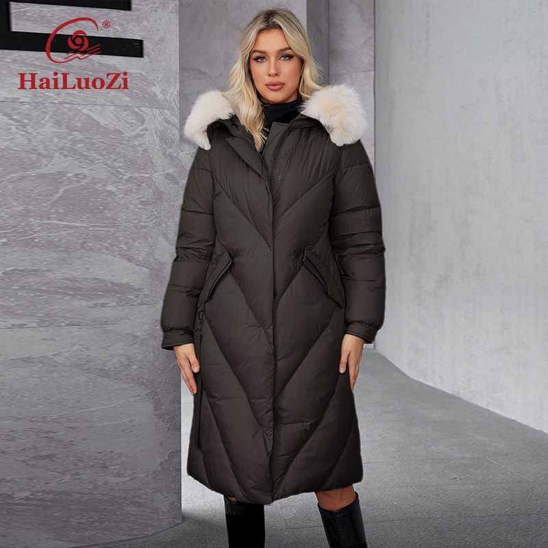 Women'S Fashion Long Coat - HaiLuoZi 2024 wanita, jaket Parka panjang