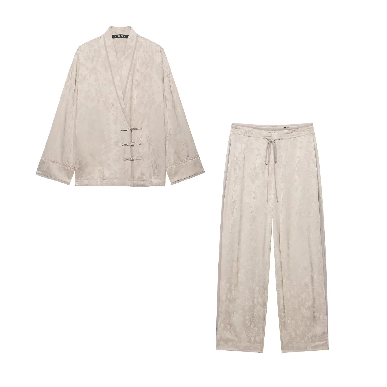Wide Leg Palazzo Pants - Setelan Dua Potong Wanita Berbahan Satin