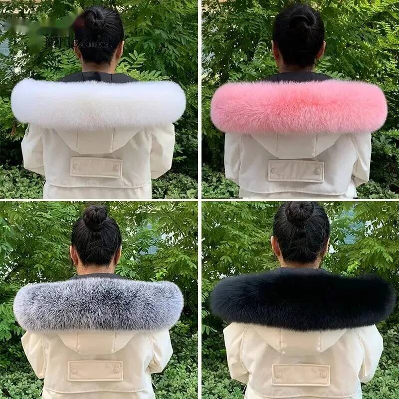 Women'S Fashion Long Coat - Kerah Bulu Asli 100% Alami untuk