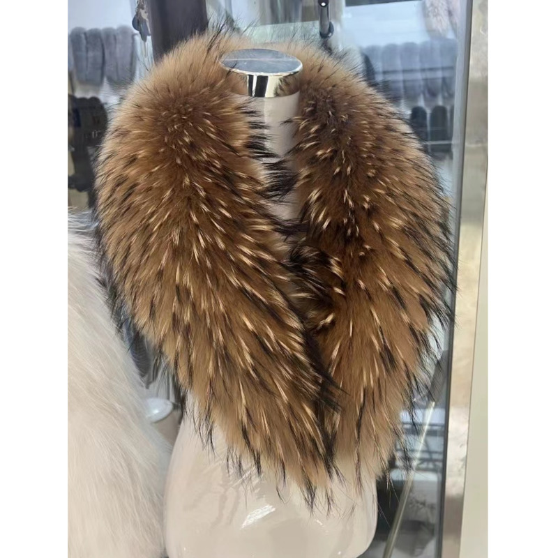 Women'S Fashion Long Coat - Kerah Bulu Rakun Wanita Musim Dingin