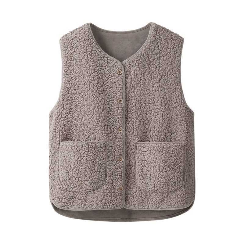 Women'S Fashion Gilet - Rompi Wanita Berbahan Bulu Sintetis, Model