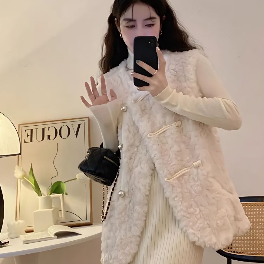 Rompi Wanita Bulu Domba Putih  - Women'S Fashion Gilet ulasan dan harga
