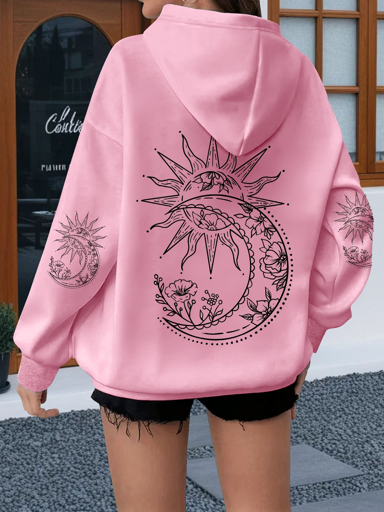 Hoodie Wanita Motif Bunga dan  - Hoodie Women Oversized ulasan dan harga