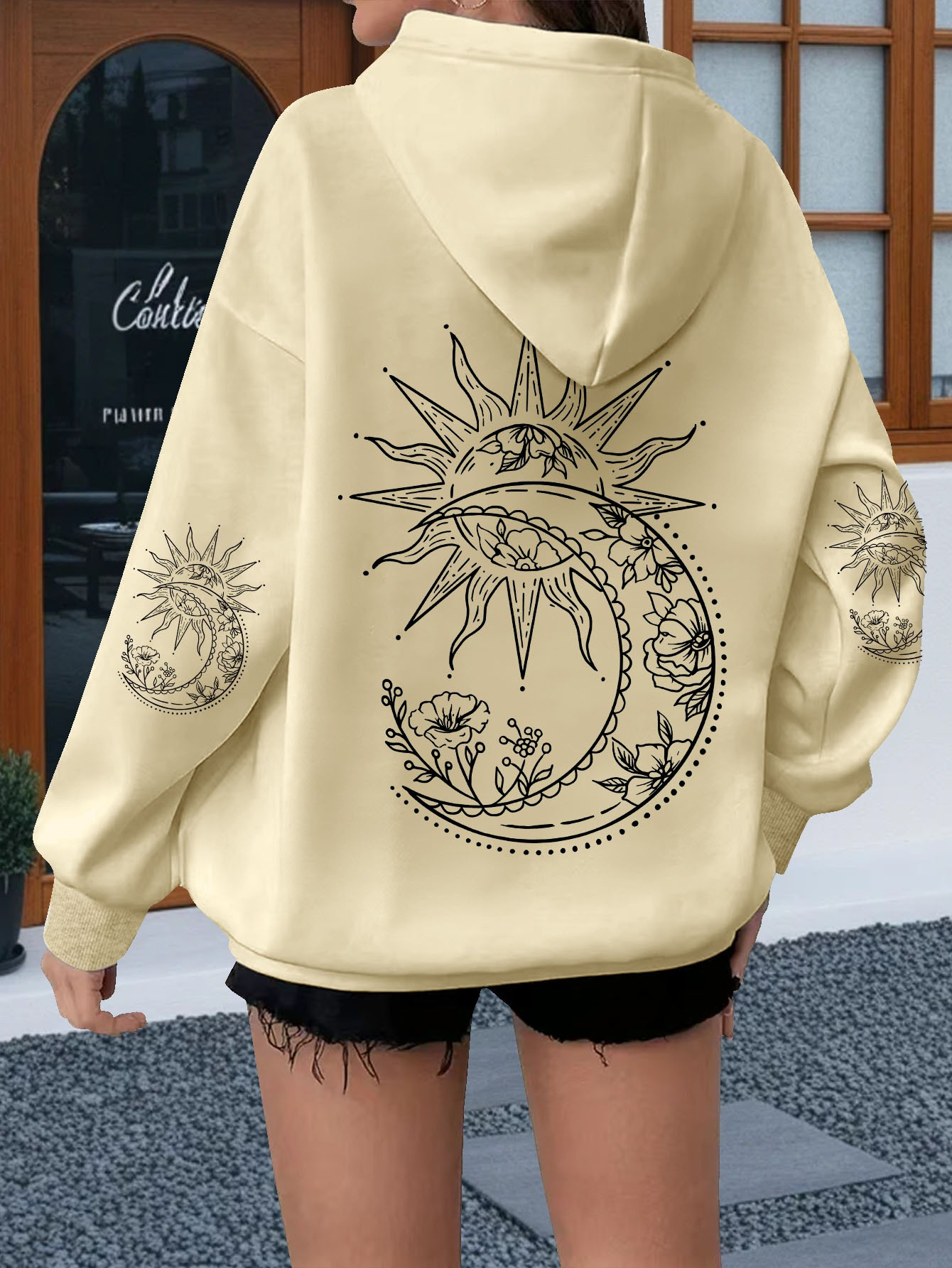 Hoodie Wanita Motif Bunga dan  - Hoodie Women Oversized ulasan dan harga