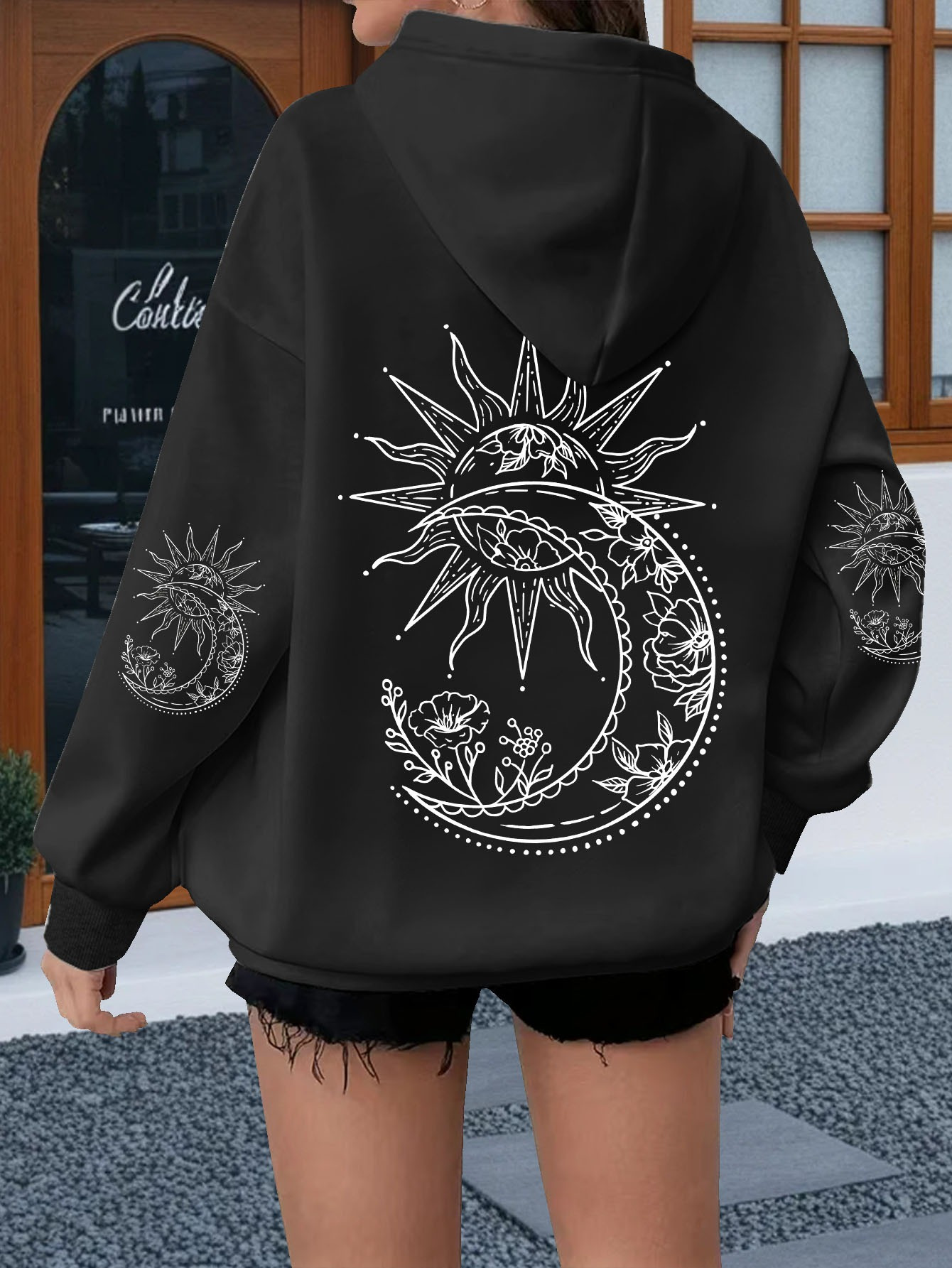 Hoodie Wanita Motif Bunga dan  - Hoodie Women Oversized ulasan dan harga