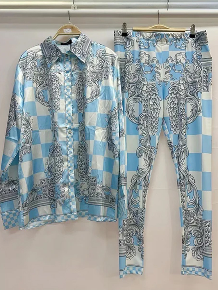 Set atasan longgar motif geome - Women'S Fashion Leggings ulasan dan harga