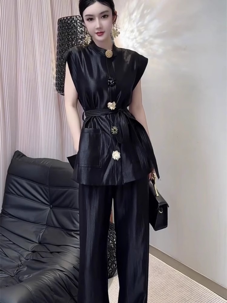 Set Celana Kasual Lurus Kemeja - Wide Leg Palazzo Pants ulasan dan harga