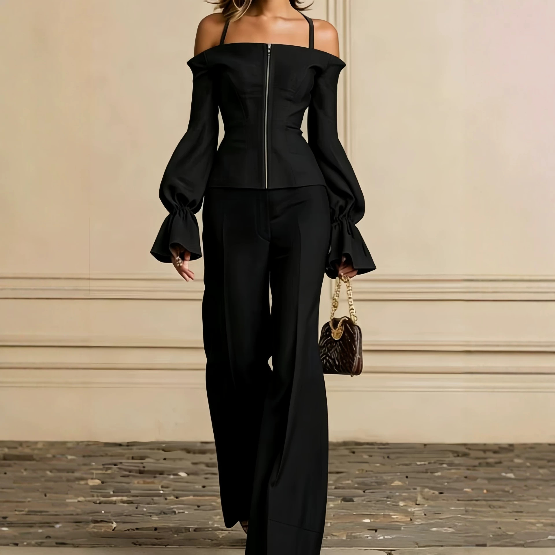 Setelan Celana 2 Potong Wanita - Wide Leg Palazzo Pants ulasan dan harga