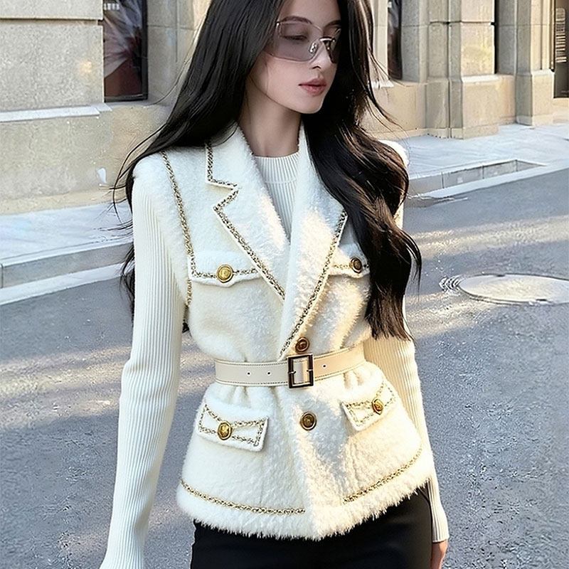 Jaket Wol Domba Putih dengan S - Women Fashion Vest ulasan dan harga