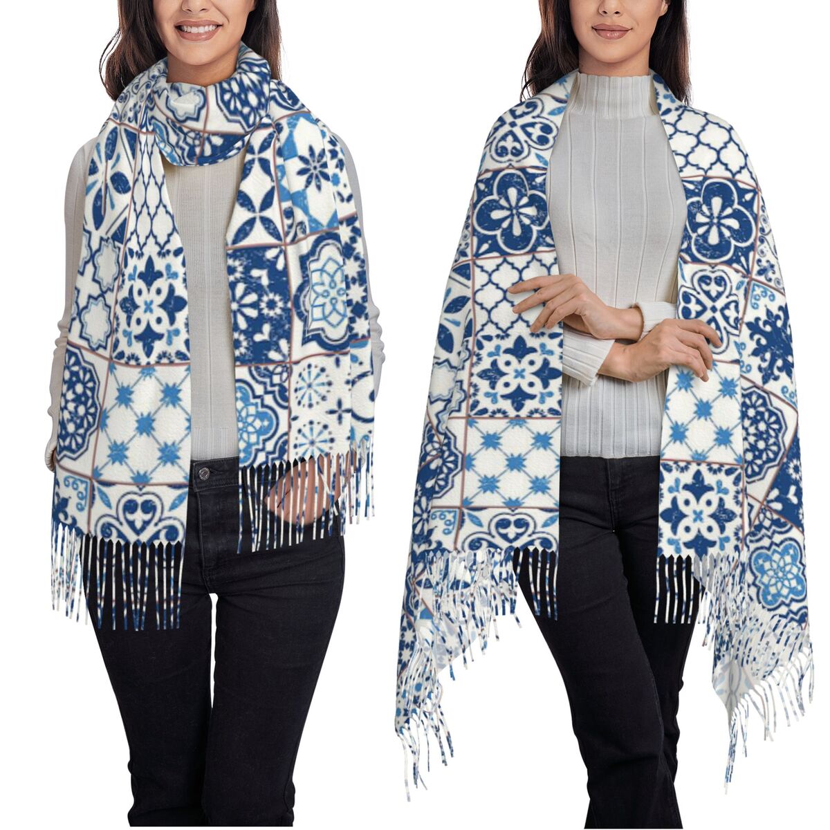 Selendang Bunga Azulejo Portug - Women'S Fashion Portugal ulasan dan harga