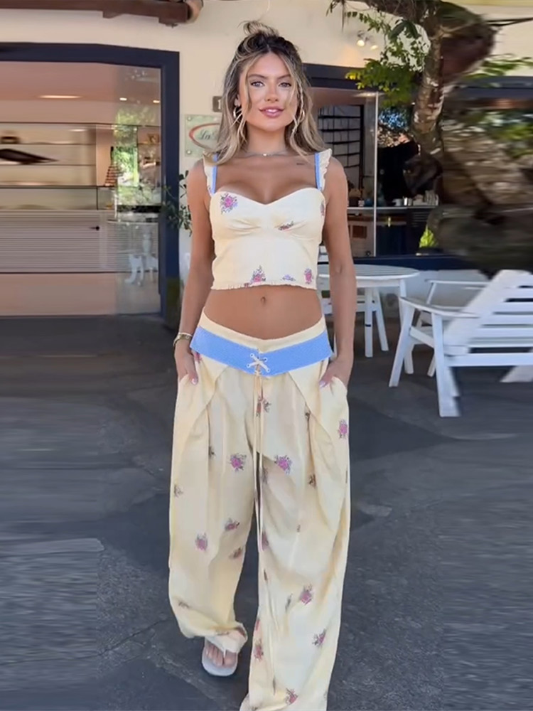 Setelan Celana dan Rompi Wanit - Wide Leg Palazzo Pants ulasan dan harga