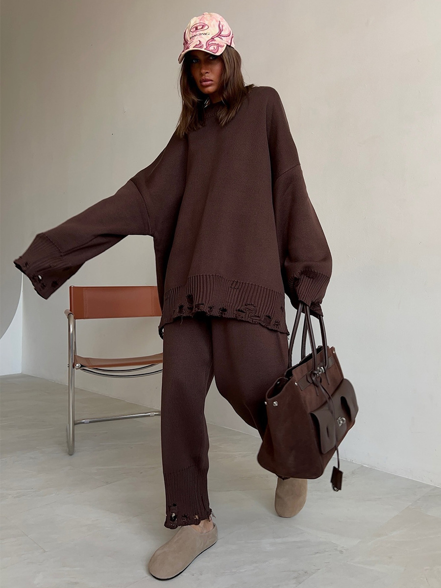Wolfeel Sweter Rajut Turtlenec - Wide Leg Palazzo Pants ulasan dan harga